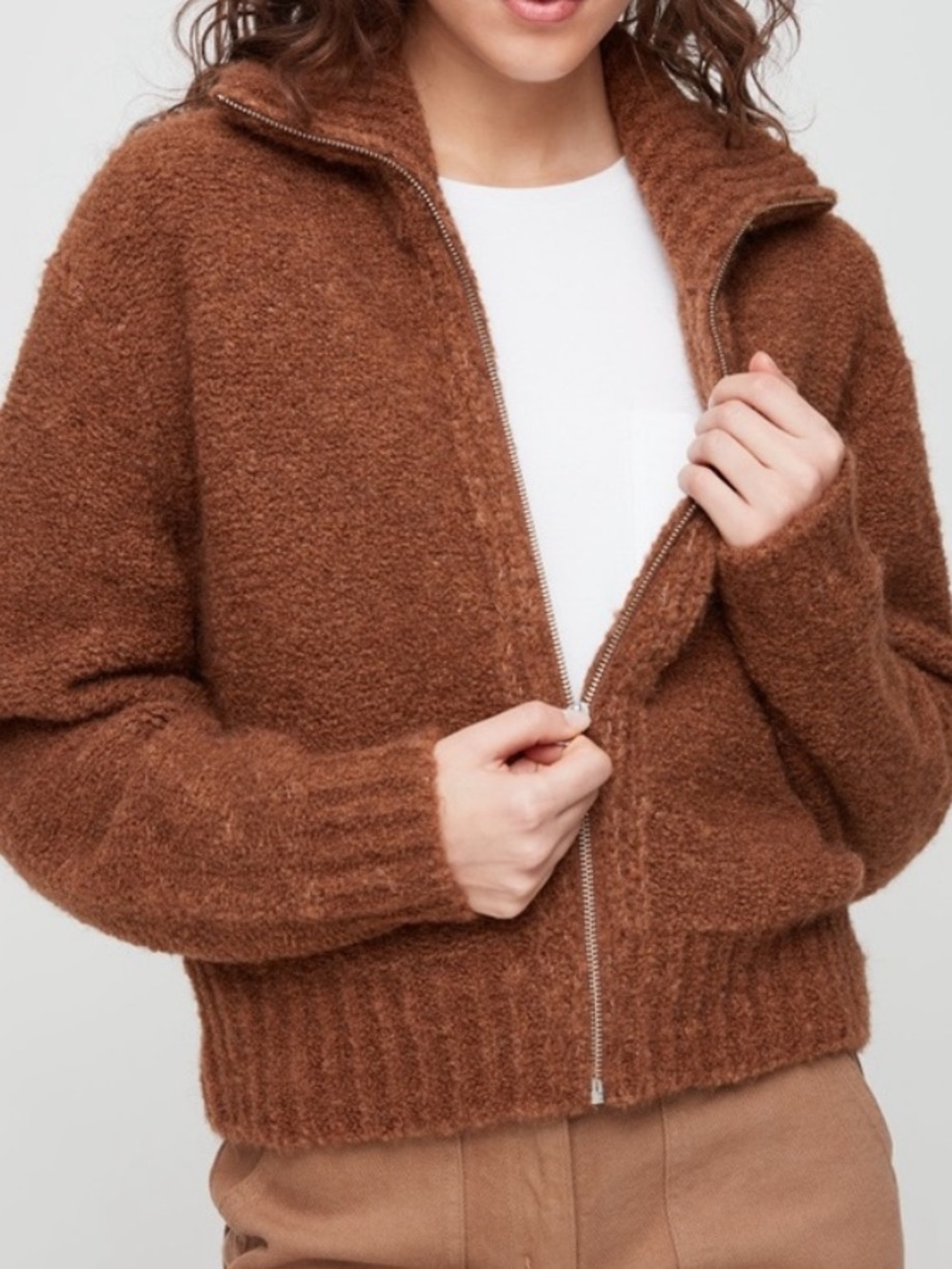 Aritzia Wilfred Free Marilyn Sweater Alpaca Merino Size Medium Full Zip Jacket
